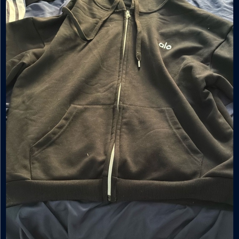 ALO Yoga Black Zip Up Sweater